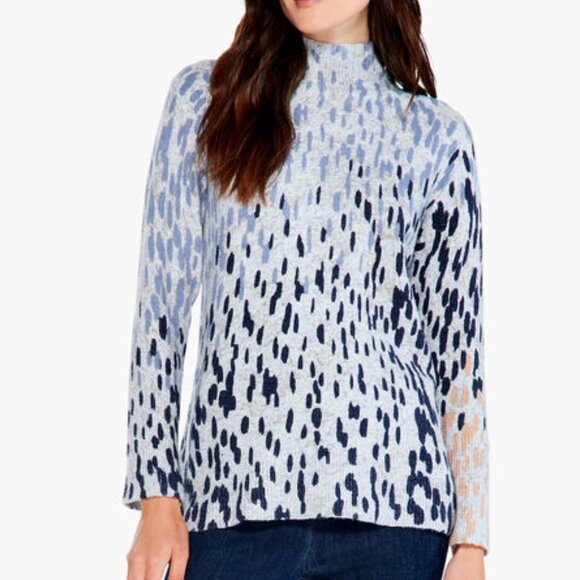 funnel neck Nic+Zoe XXL Ombre pixel print knit sweater black gray taupe - Picture 1 of 10